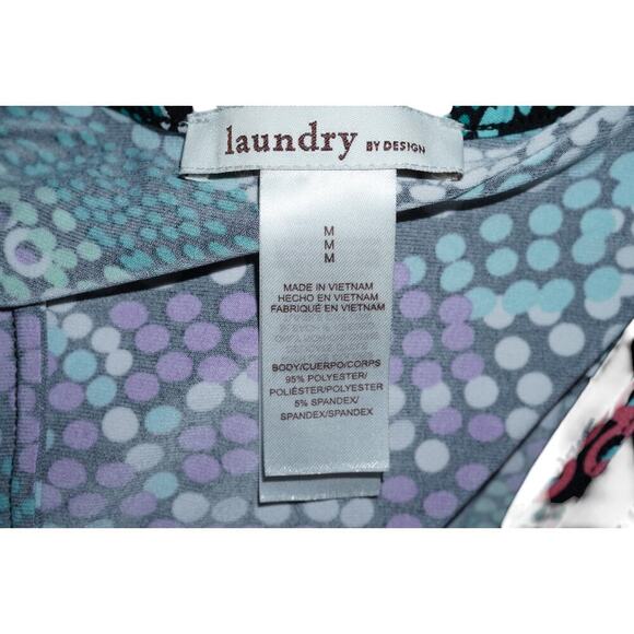 Laundry by Design Women’s Midi Dress Black Purple Green Abstract Print Size M - Picture 6 of 8